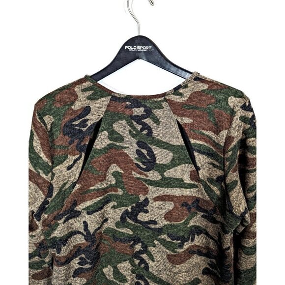 VAMP Camo Sweater Dress Fall Country Girl Plus Size 1X Stretchy Knit Midi Sheath - Picture 9 of 10